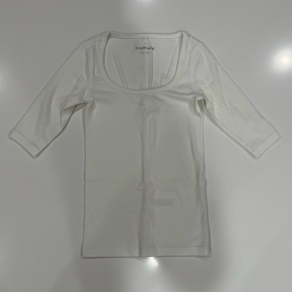 Everlane Tops - NWOT new everlane luxe rib scoop neck tee sz xxs white